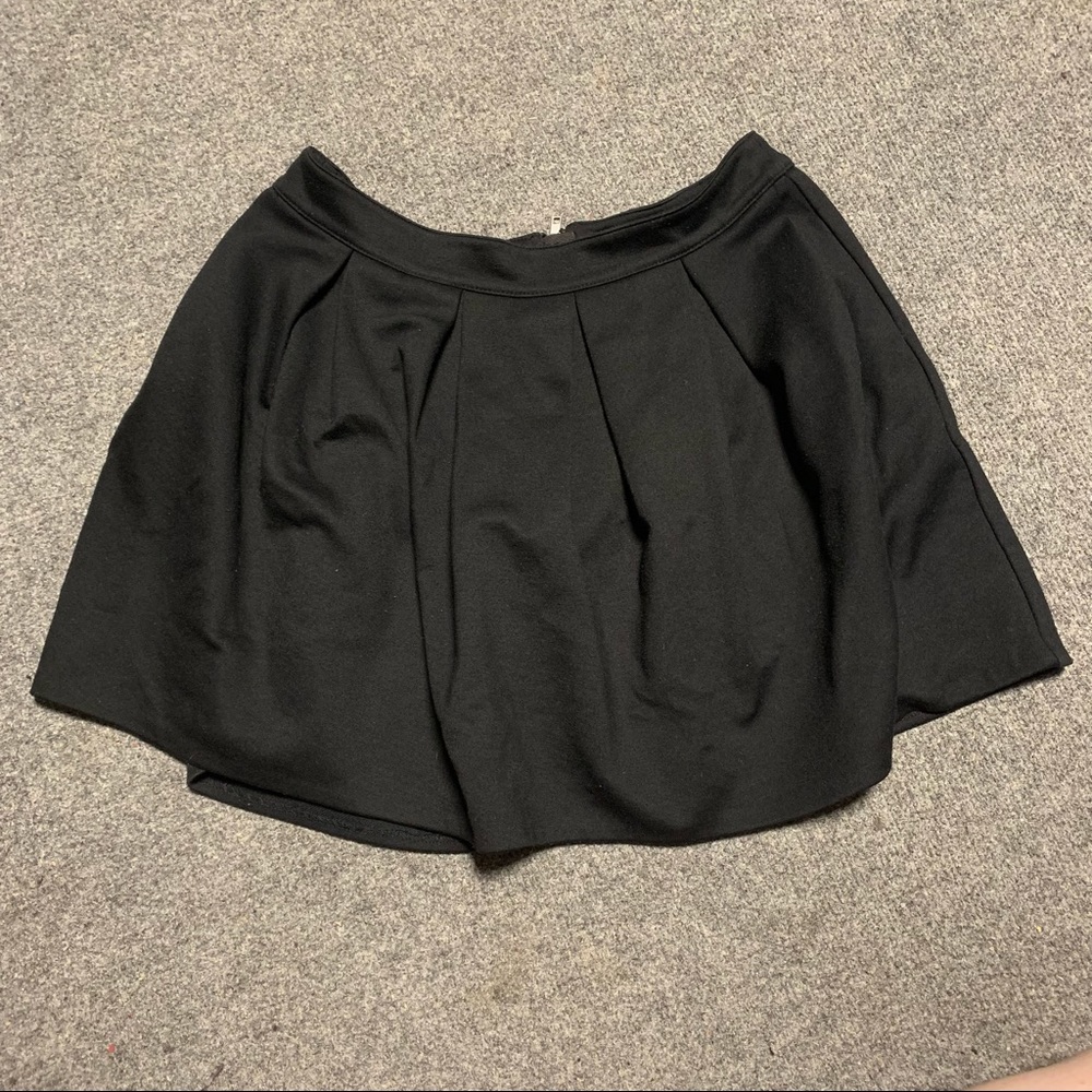 Black Slightly Pleated Mini Skirt